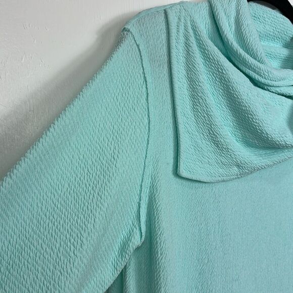 Soft Surroundings Cotton Blend Mint Green Cowl Neck Top Size L - Picture 2 of 7